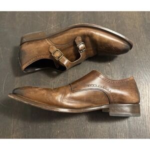 Johnston & Murphy COLLECTION Italy Double Monk Strap wingtip shoes USA 10.5